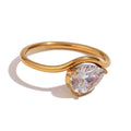 18K Gold Plated Trillion-Cut Zircon Ring