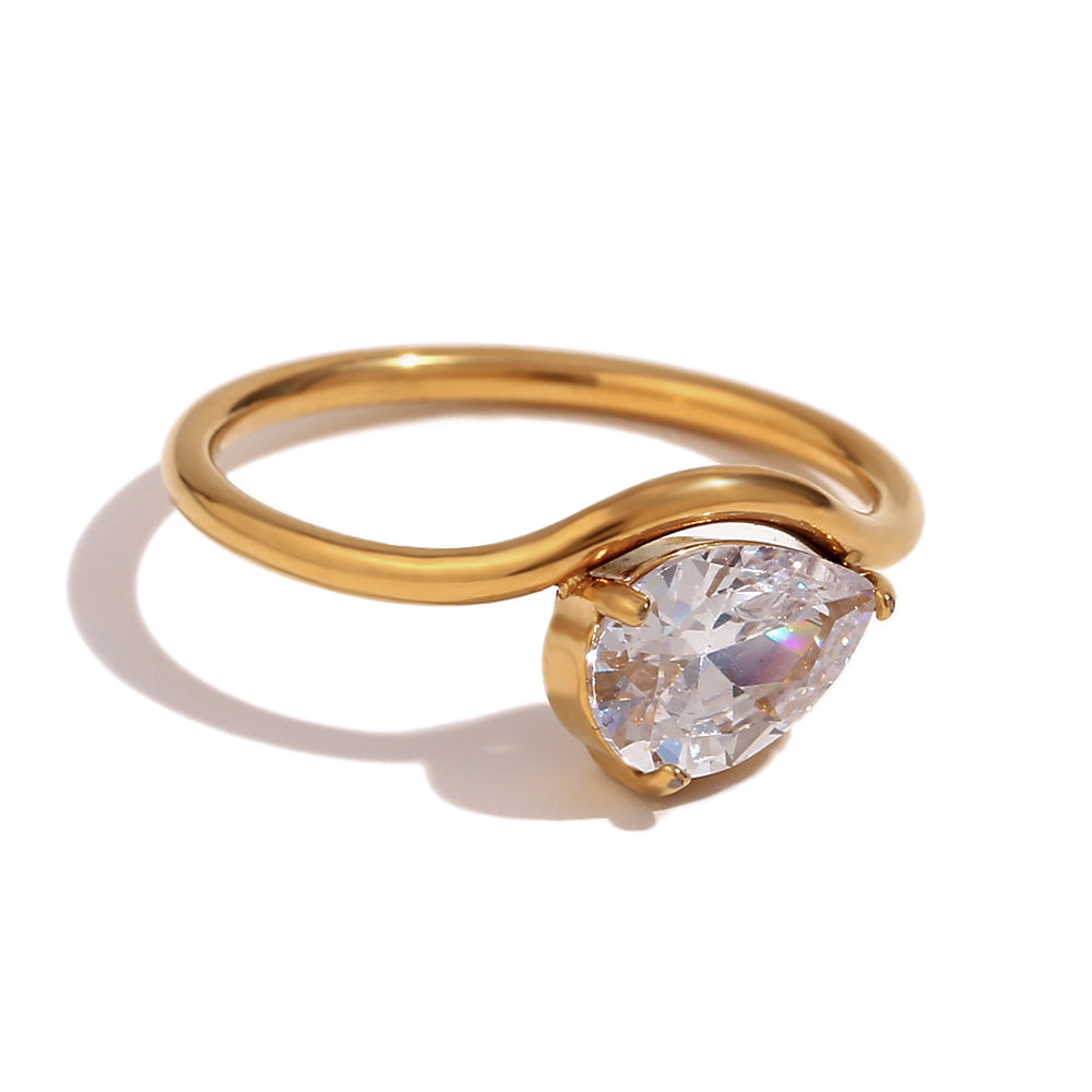 18K Gold Plated Trillion-Cut Zircon Ring