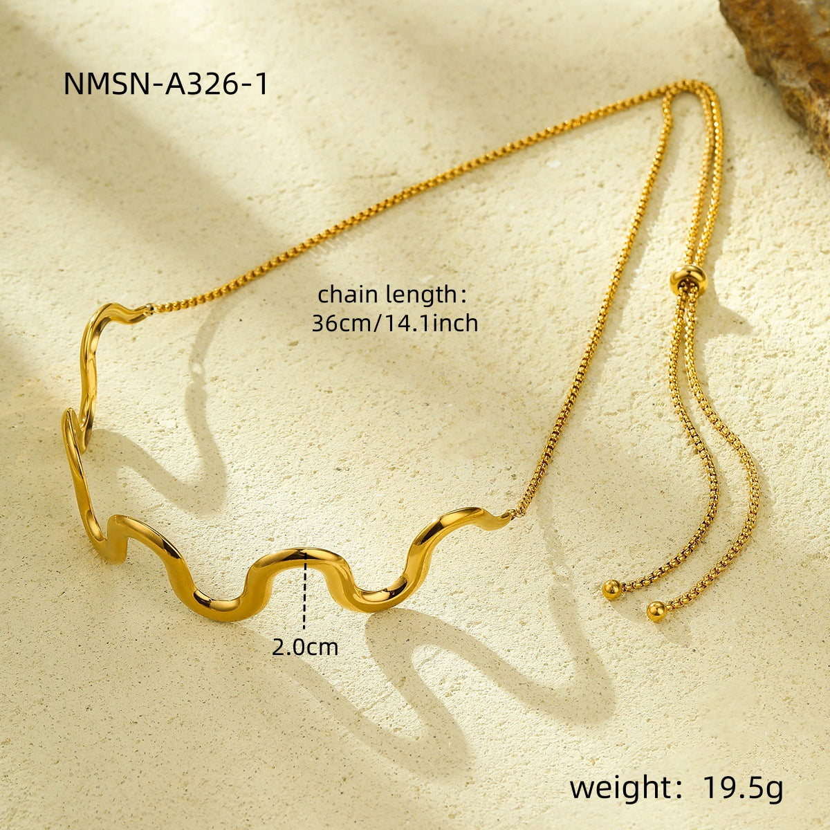 Waves Waterproof Gold-Plated 304 Stainless Necklace