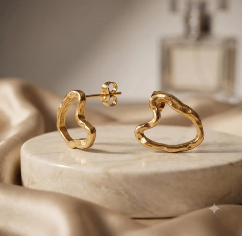 18K Gold Heart Stud Earrings — Premium 316 Stainless Steel - Zoene Jewels