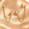 18K Gold Plated 3D Flower Petal Earrings - Zoene Jewels