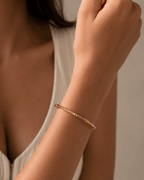 18K Gold Plated Bamboo-Inspired Open Bangle Bracelet for Women | Waterproof Stainless Steel Cuff Bracelet - Zoene Jewels