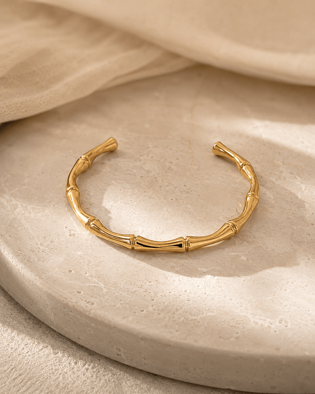 Bamboo-Inspired Open Bangle Bracelet for Women – Zoene Jewels