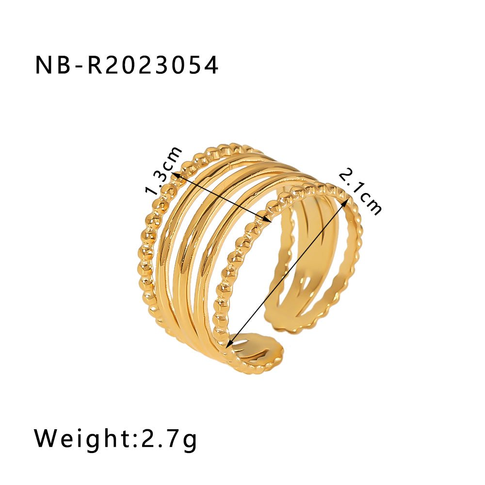 18K Gold Plated C-Shape Open Ring - Zoene Jewels