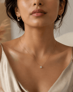 18K Gold Plated Dainty Necklace & Hoop Earrings Set – Minimalist Zircon Jewellery Set for Women - Zoene Jewels
