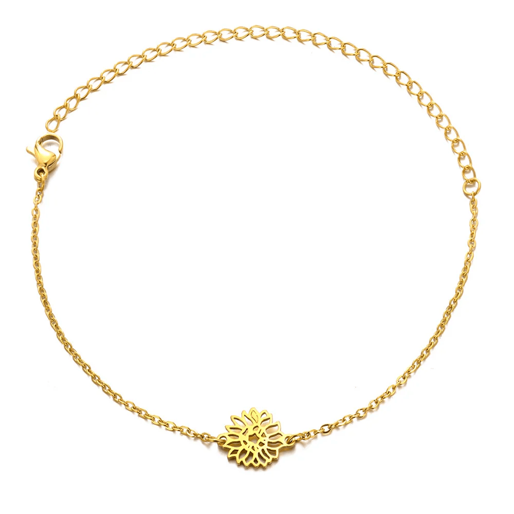 18K Gold Plated Flower Anklet — 304 Stainless Steel - Zoene Jewels