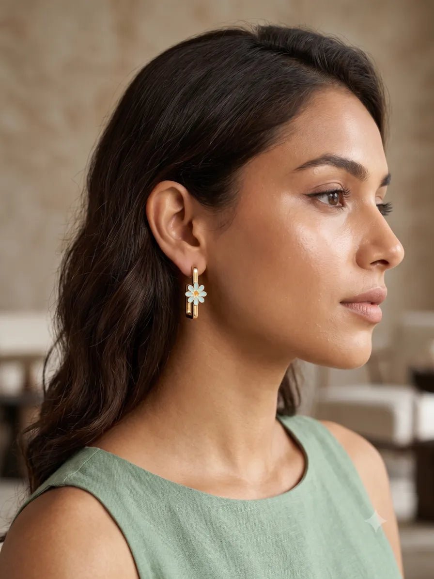 18K Gold Plated Flower Twist Earrings - Zoene Jewels