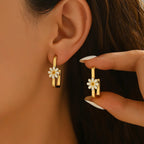 18K Gold Plated Flower Twist Earrings - Zoene Jewels