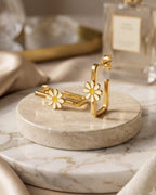 18K Gold Plated Flower Twist Earrings - Zoene Jewels