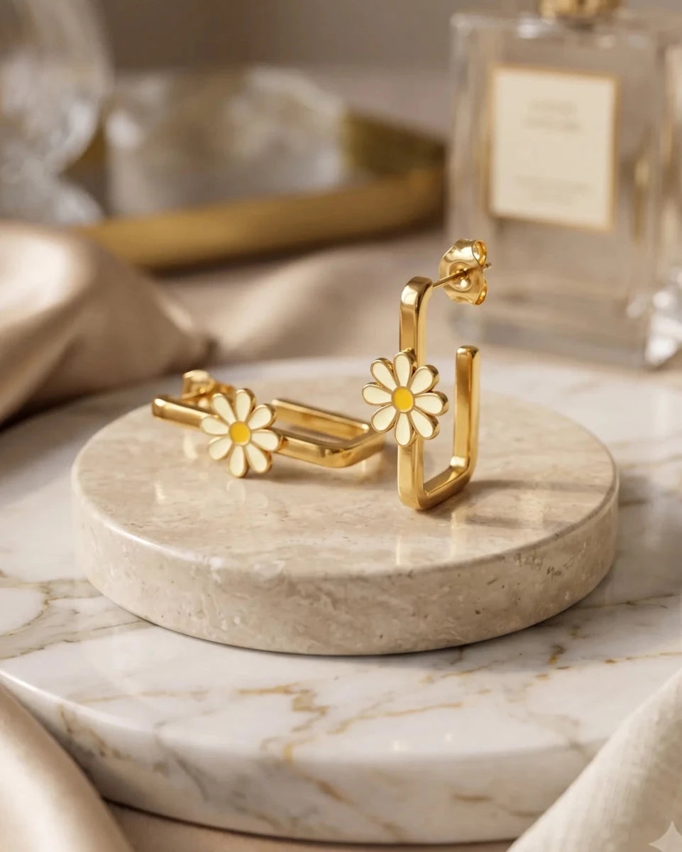 18K Gold Plated Flower Twist Earrings - Zoene Jewels