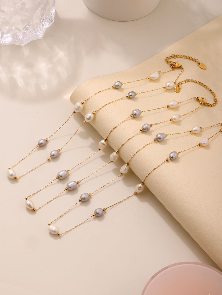 18K Gold Plated Freshwater Pearl Cable Necklace - Zoene Jewels