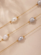 18K Gold Plated Freshwater Pearl Cable Necklace - Zoene Jewels
