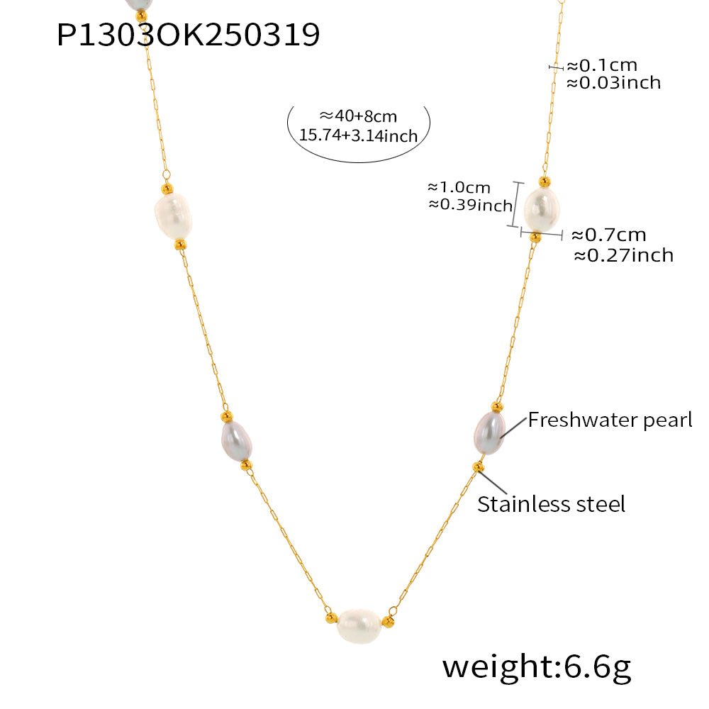 18K Gold Plated Freshwater Pearl Cable Necklace - Zoene Jewels