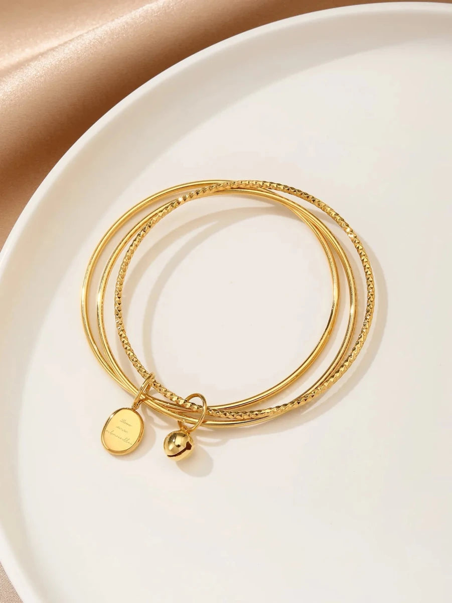 18K Gold Plated Geometric Bangle — 316 Stainless Steel - Zoene Jewels