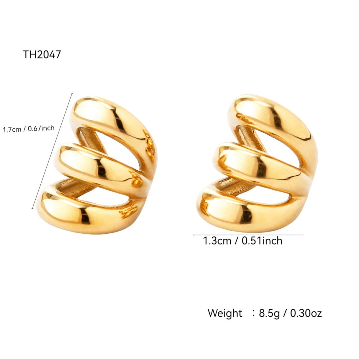 18K Gold-Plated Geometric Ear Cuffs – Pair - Zoene Jewels