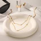18K Gold Plated Geometric Necklace with Zircon - Zoene Jewels