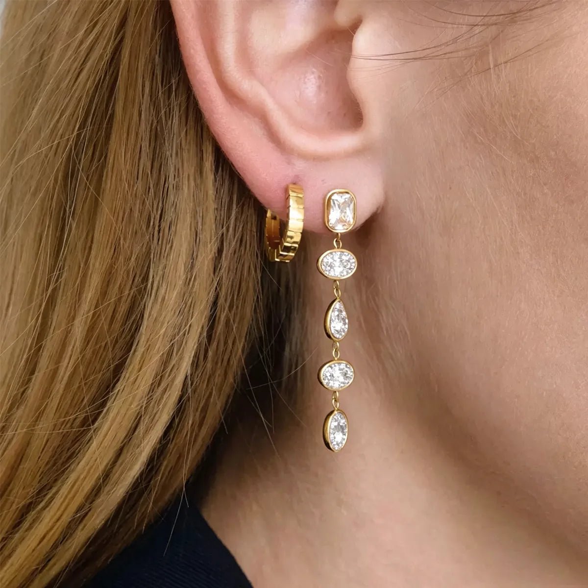 18K Gold Plated Geometric Stud Earrings - Zoene Jewels