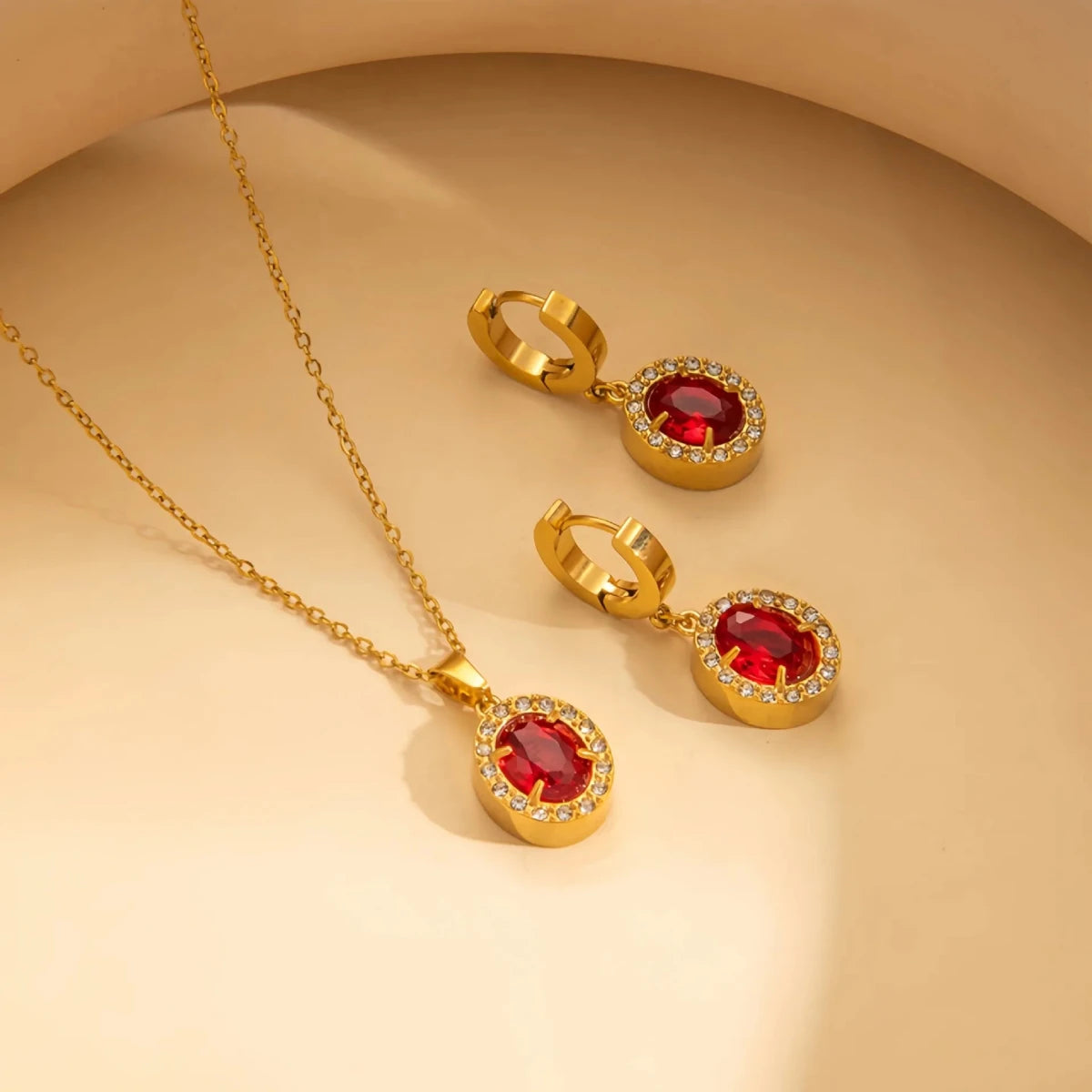 18K Gold-Plated Geometric Zircon Jewellery Set - Zoene Jewels