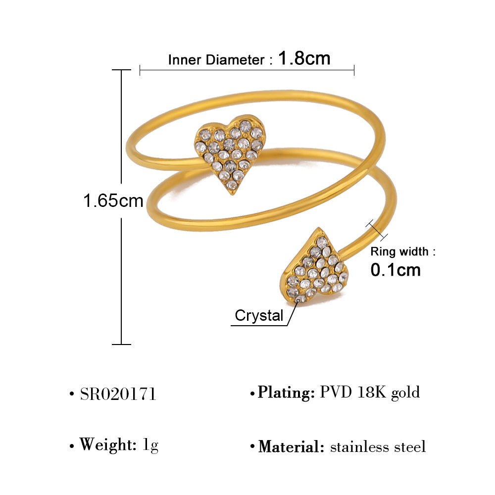 18K Gold-Plated Heart Ring with Zircon - Zoene Jewels