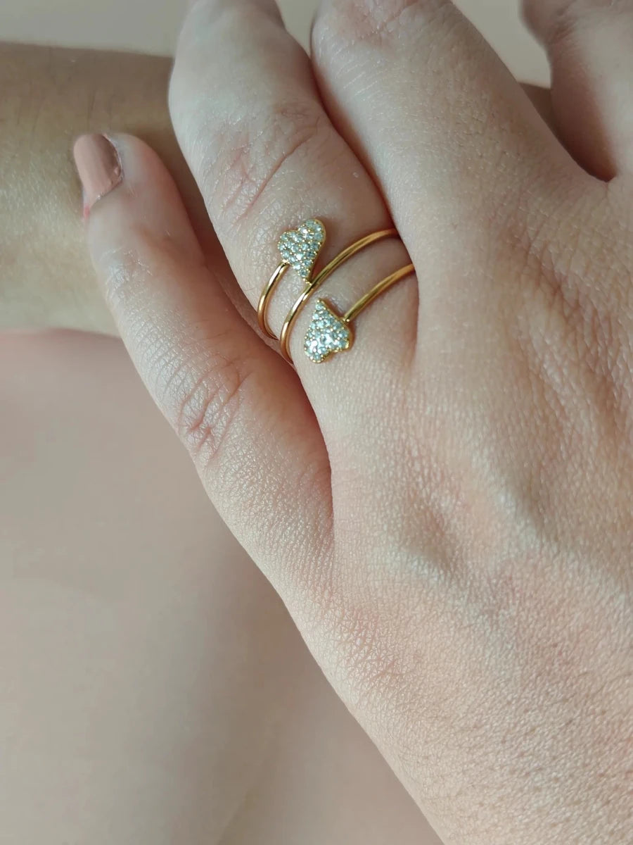 18K Gold-Plated Heart Ring with Zircon - Zoene Jewels