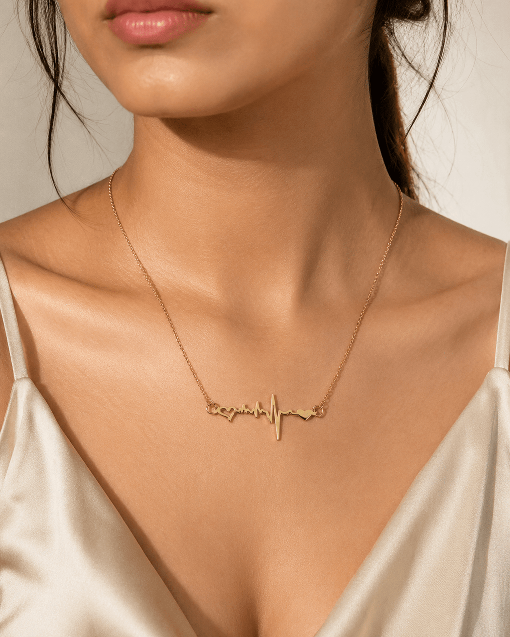 18K Gold Plated Heartbeat Necklace for Women | Waterproof Non-Tarnish Stainless Steel Heart Pendant Necklace - Zoene Jewels
