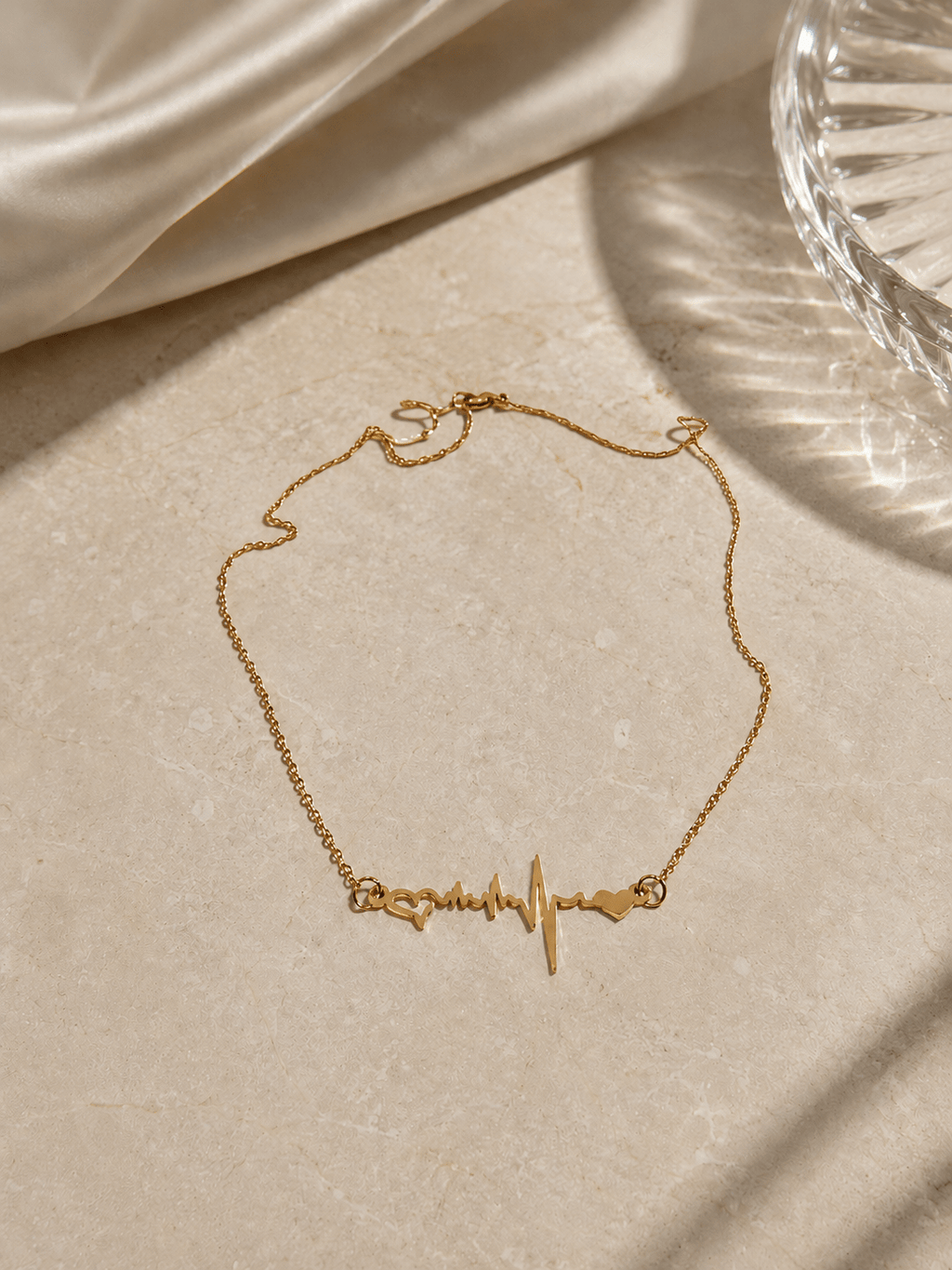18K Gold Plated Heartbeat Necklace for Women | Waterproof Non-Tarnish Stainless Steel Heart Pendant Necklace - Zoene Jewels