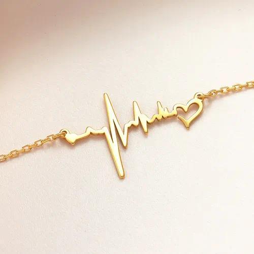 18K Gold Plated Heartbeat Necklace for Women | Waterproof Non-Tarnish Stainless Steel Heart Pendant Necklace - Zoene Jewels