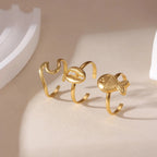18K Gold Plated Shell Ring - 3 Piece Set - Zoene Jewels