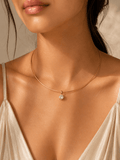 18K Gold Plated Solitaire Crystal Choker Necklace for Women | Minimalist Solitaire Neck Cuff - Zoene Jewels