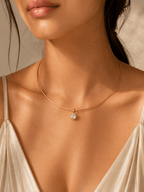 18K Gold Plated Solitaire Crystal Choker Necklace for Women | Minimalist Solitaire Neck Cuff - Zoene Jewels