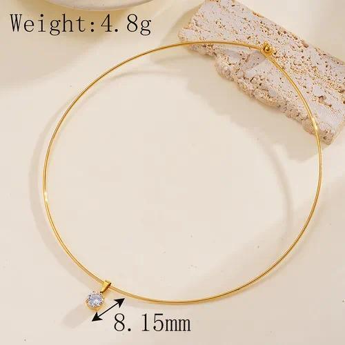 18K Gold Plated Solitaire Crystal Choker Necklace for Women | Minimalist Solitaire Neck Cuff - Zoene Jewels