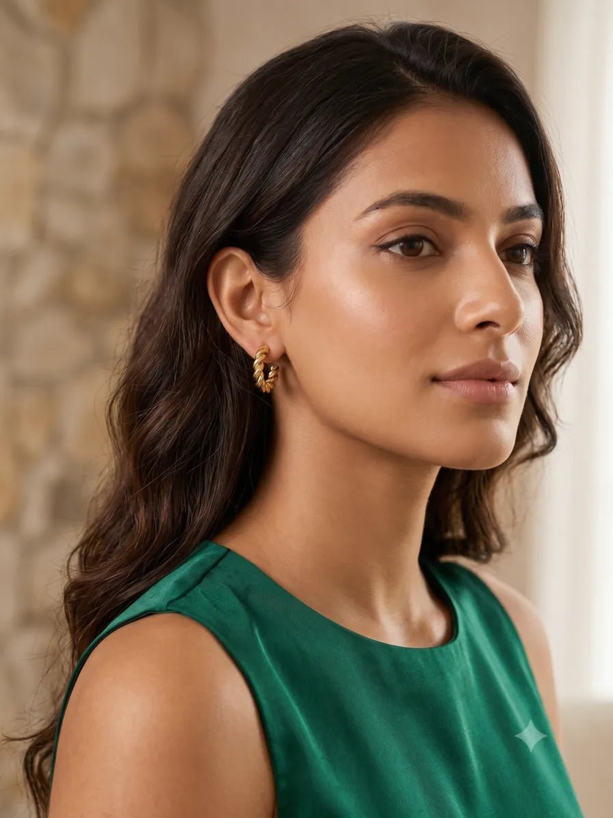 18K Gold Plated Sun Shell Stud Earrings - Zoene Jewels