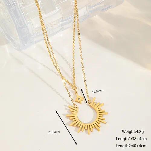18K Gold Plated Sunflower Pendant Necklace for Women - Zoene Jewels