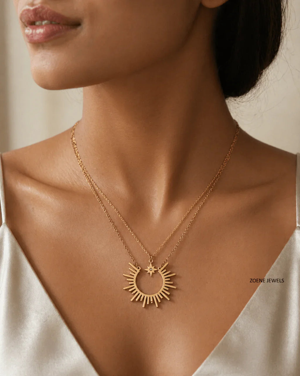 18K Gold Plated Sunflower Pendant Necklace for Women - Zoene Jewels