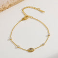 18K Gold Plated Zircon Heart & Eye Bracelet - Zoene Jewels
