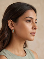 18K Gold Plated Zirconia Circle & Square Stud Earrings - Zoene Jewels