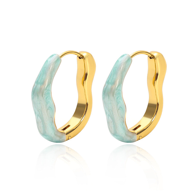 Geometric Irregular Two Tone Stainless Steel Earrings