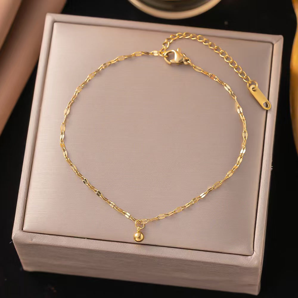 18K Gold Plated Letter Anklet — 304 Stainless Steel with Zircon