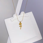 18K Gold Plated Rose Necklace in Titanium Steel