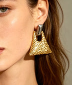 316 Stainless Steel Geometric Asymmetrical Gold Earrings - Zoene Jewels