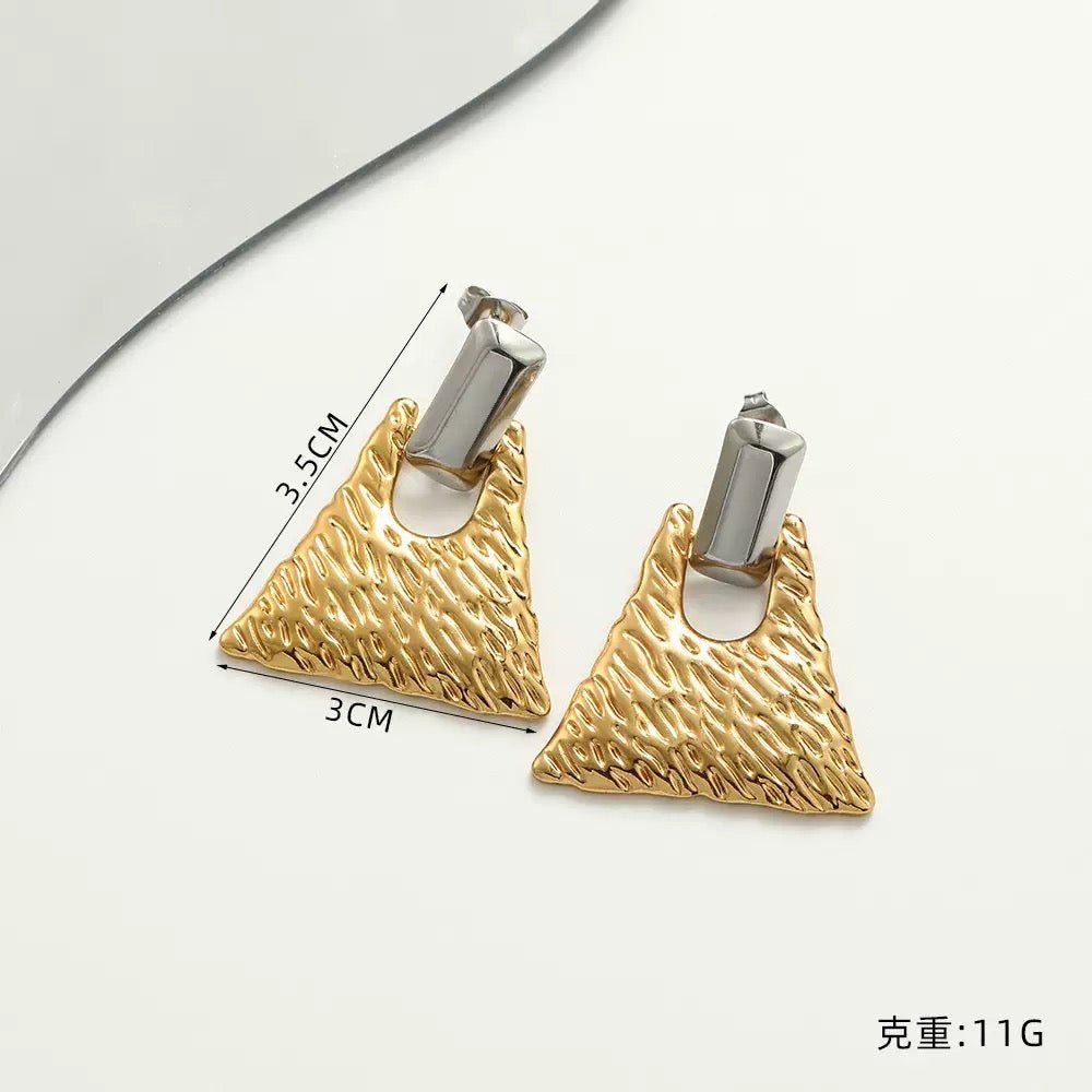 316 Stainless Steel Geometric Asymmetrical Gold Earrings - Zoene Jewels