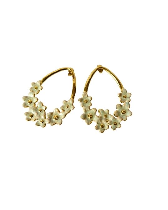 Enamel Flower Stud Earrings — 18K Gold Plated 304 Stainless Steel