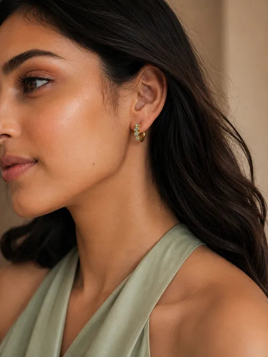 Luna Crystal Huggie Hoop Earrings