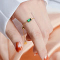 Green Rectangle Zircon Ring