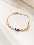 Amora Blue Bow Heart Charm Bracelet – 18K Gold Plated Adjustable Bracelet for Women
