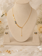 Amora Bow Jewellery Set – Gold Bow Necklace and Matching Stud Earrings