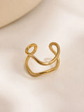 Wavy Open Stackable Ring – Minimalist 18K Gold Plated Adjustable Ring