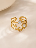 Celestial Gold Open Ring – 18K Gold Plated Stainless Steel Ring for Women & Men