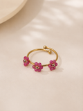Floral Mostacilla Ring – Rose Red