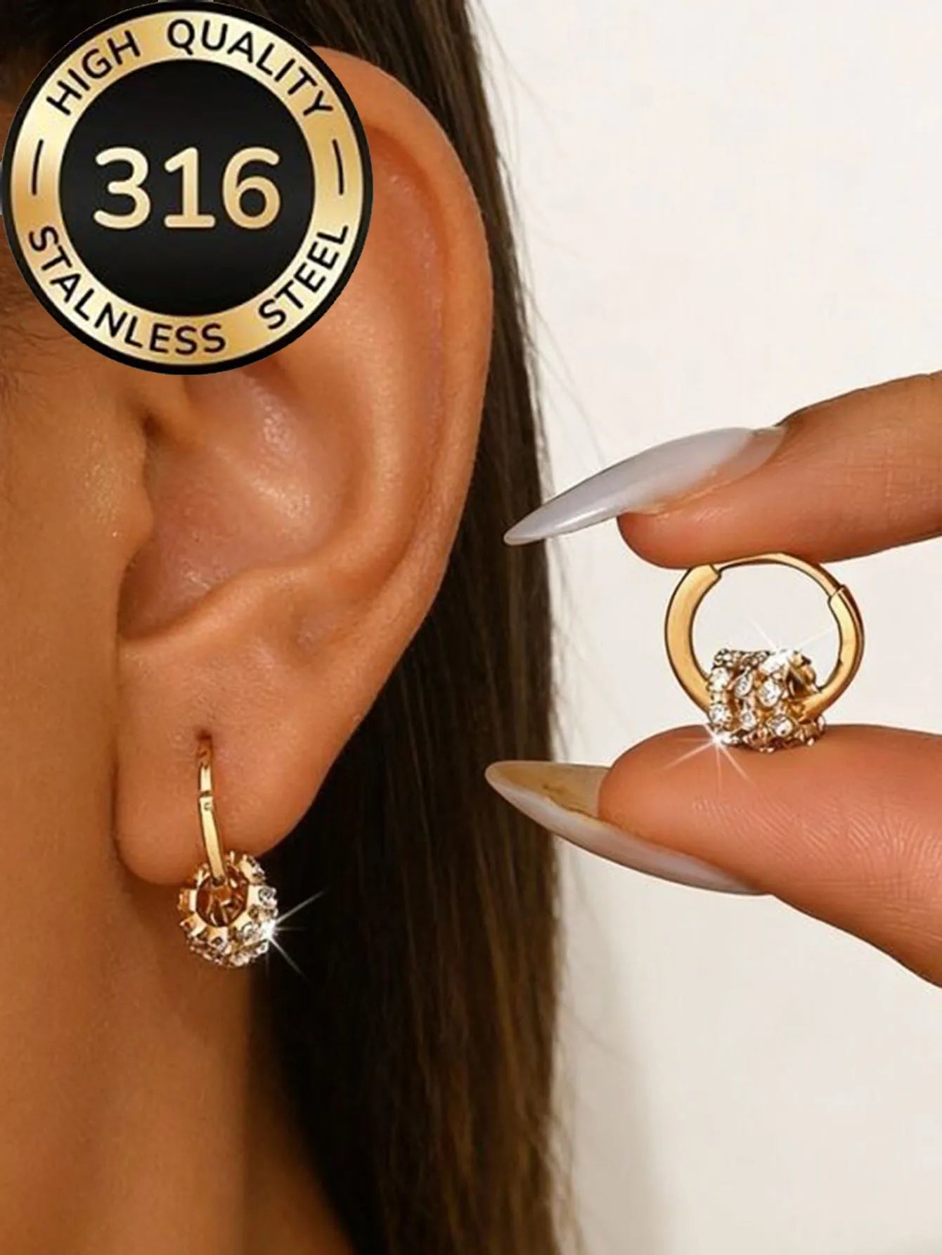 18K Gold-Plated 316 Stainless Steel Stud Earrings
